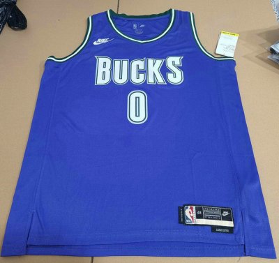 Maillot de Basket #0 Lillard Bucks Violet